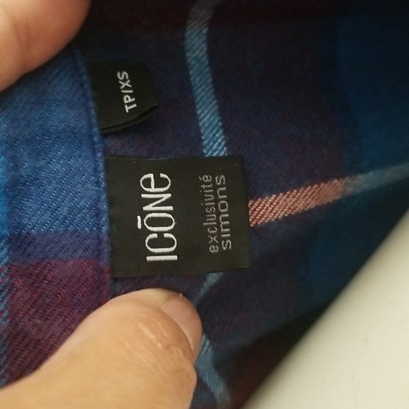 ICONE Muscle sleeve button down Plaid top - Picture 4 of 4